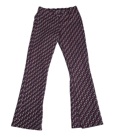 Zara Girls Wide-Leg Geometric Jacquard Trousers Size 10 Pants Casual Purple - Picture 9 of 9